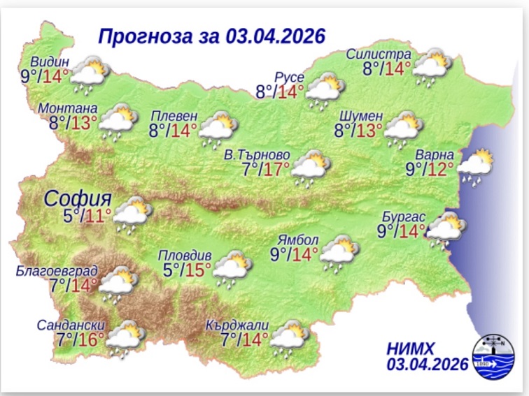 Прогноза за 3 април