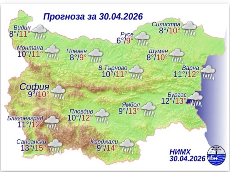 Прогноза за 30 април