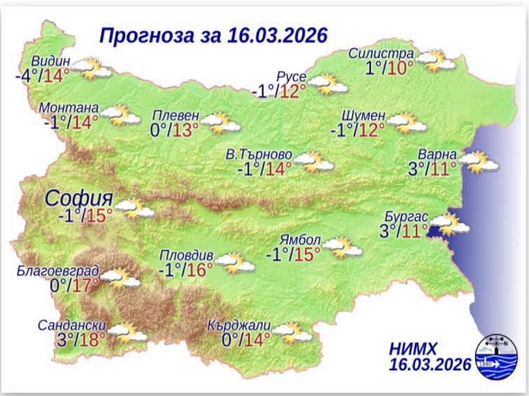 Прогноза за 16 март