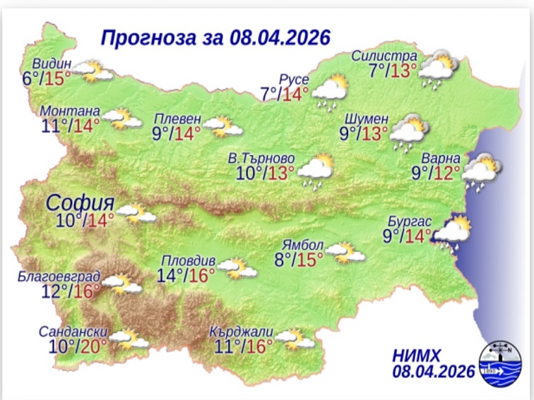 Прогноза за 8 април