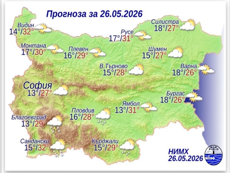 Прогноза за 26 май