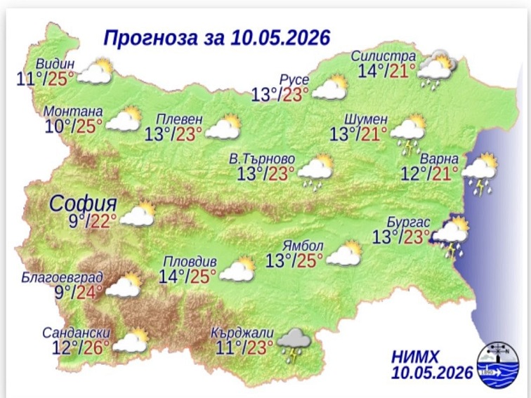 Прогноза за 10 май