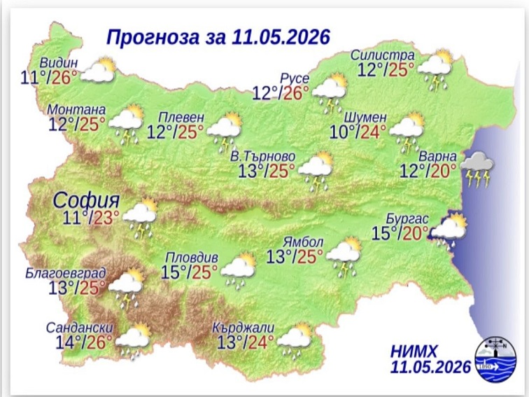 Прогноза за 11 май