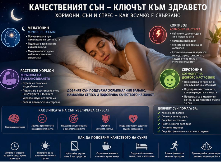 Качественият сън – ключът към хормоналния баланс, ниския стрес и доброто здраве