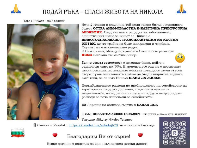 Подай ръка - спаси живота на Ники