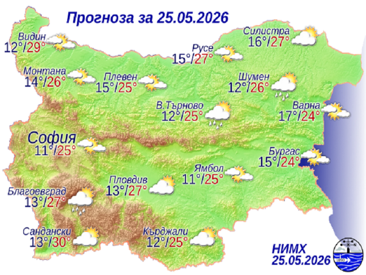 Прогноза за 25 май