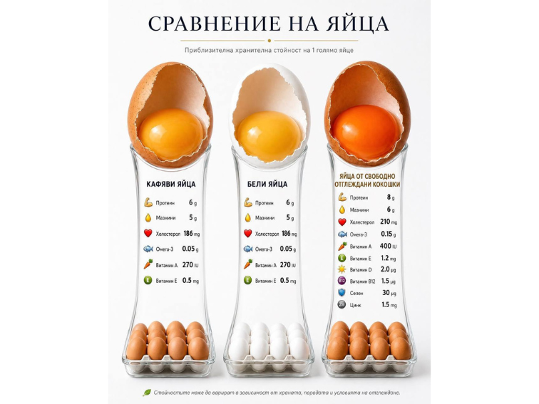 Не цветът, а животът на кокошката прави яйцето по-хранително
