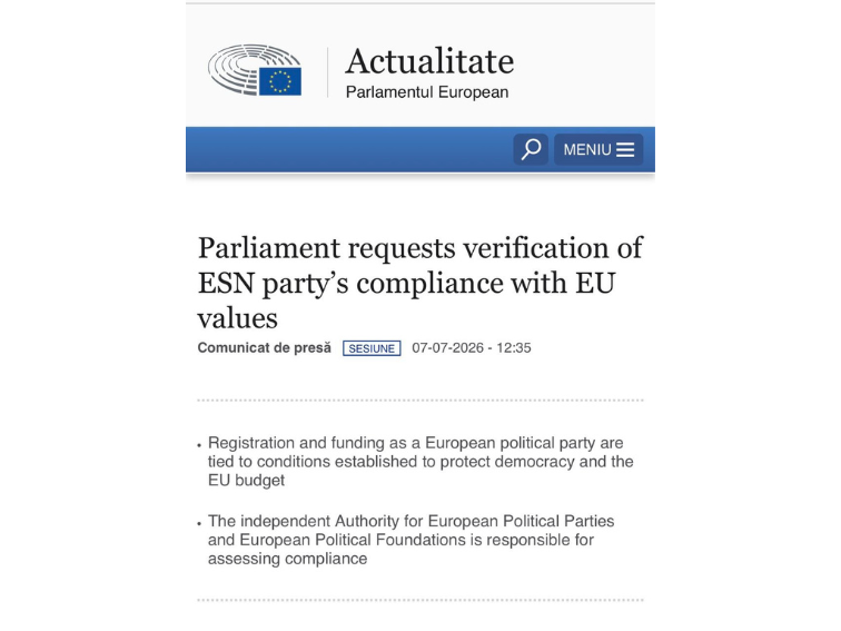 ЕС започна процедура, която може да лиши ESN от статута ѝ на европейска партия: „Възраждане“ също е част от обединението